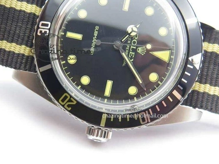 0220 Vintage 1680 Submariner No Date SS Black Dial On Nylon Strap A SoftTouch 3854